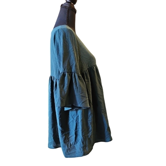 Impressions Hunter Green 100% Polyester Pull Over Yoke Top Size L - Picture 3 of 6